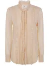 Chloé Women's Fitted Blouse With Ruffles Shirt In Neutrals