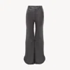 Chloé Pantalon Évasé À Volants En Cuir Femme Noir Taille 42 100% Cuir De Brebis In Black