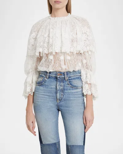 Chloé Floral Lace Embroidered Shirt In White