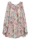 Chloé Bouquet-printed Organic Silk Crepe De Chine Mini Cape Dress In Multi