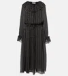 Chloé Ruffled Gathered Silk-blend Gown In Black