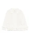 Chloé Ruffled Crocheted Cotton Cardigan In Weiss