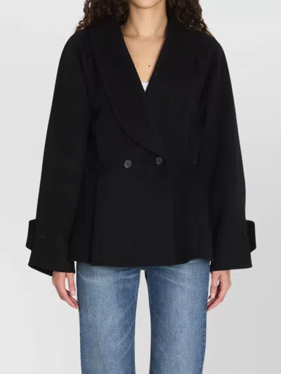 CHLOÉ RUFFLED HEM SHORT WOOL COAT