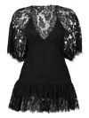 Chloé Lace Short-sleeve Ruffle Top In Black