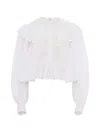 Chloé Milk Cotton Voile And Lace Ruffled Cropped Top In White