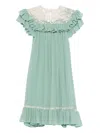 Chloé Ruffled Lace-trimmed Silk Georgette Mini Dress In Green