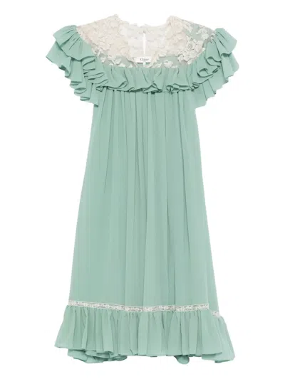 CHLOÉ RUFFLED LACE MINI DRESS