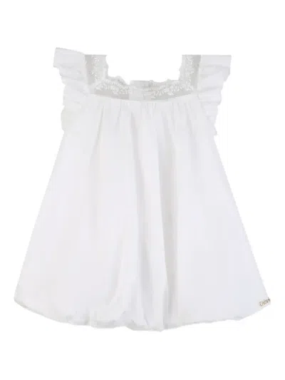 Chloé Babies' Ruffled Lace-trim Dress In White