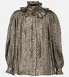 Chloé Gathered Fluid Silk Blouse In Metallic