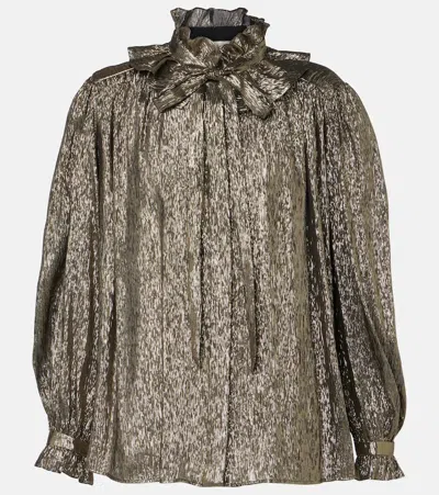 CHLOÉ CHLOÉ RUFFLED LAMÉ SILK-BLEND BLOUSE