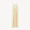 Chloé Robe Longue À Volants En Soie Habotai Et Dentelle Femme Laiton Doré Taille 34 80% Viscose, 20% Polya
