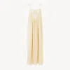 Chloé Ruffled Long Dress In Silk Habotai & Lace In Neutral