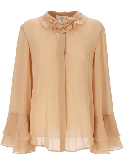 Chloé Silk Georgette Blouse In Pink