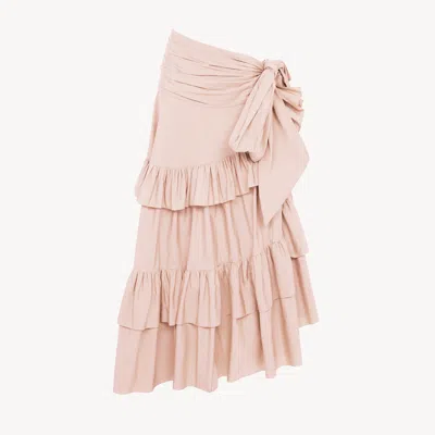 Chloé Ruffled Long Skirt In Cotton Poplin In Neutral