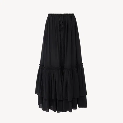 Chloé Ruffled Skirt In Black