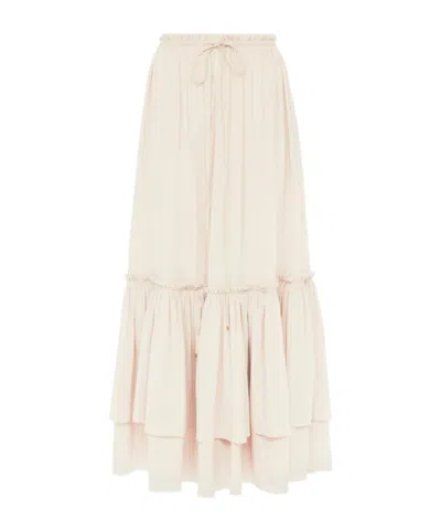 Chloé Ruffled Maxi Skirt In White