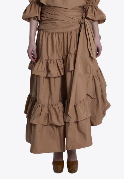 Chloé Ruffled Maxi Skirt In Brown