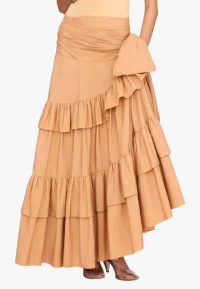 Chloé Ruffled Maxi Skirt In Brown