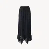 Chloé Ruffled Midi Skirt In Floral Lace Jacquard In Black