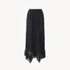Chloé Ruffled Midi Skirt In Floral Lace Jacquard Black Size 6 100% Polyamide