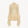 Chloé Ruffled Mini Dress In Silk Mousseline Brown Size 4 100% Silk In Brown