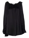 Chloé Flare Sleeve Oversize Ruffled Shirt In Black