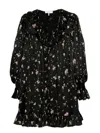 Chloé Floral Print Gathered Silk Mini Dress In Multi