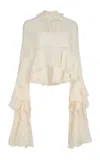 Chloé Ruffled Organic Silk Crop Top In White