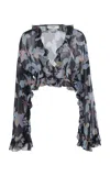 Chloé Floral Print Silk Georgette Cropped Top In Multi