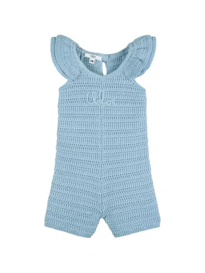 Chloé Babies' Ruffled Playsuit In Blue
