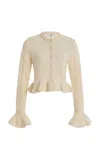 Chloé Ruffled Pointelle-knit Silk-alpaca Sweater In White