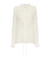 Chloé Lace-trimmed Ruffled Silk Blouse In White