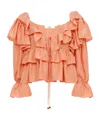 Chloé Top With Coral Colour Silk Bow In Pink