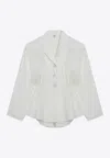 Chloé Silk Blend Blouse Collared Peplum Waist In Multi