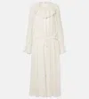 Chloé Gathered Long Dress In Silk Crêpon White Size 6 100% Silk, Pinctada Maxima, Farmed, Coo Australia In Whisper White