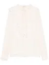 Chloé Lace-trimmed Ruffled Silk Blouse In Neutrals