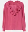 Chloé Ruffled Silk Blouse In Pink