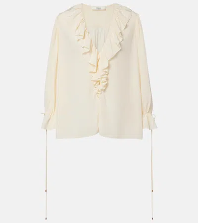 Chloé Ruffled Silk Crepe De Chine Blouse In White