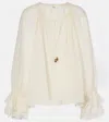 Chloé Cream White Loose Blouse With Drawstring In White