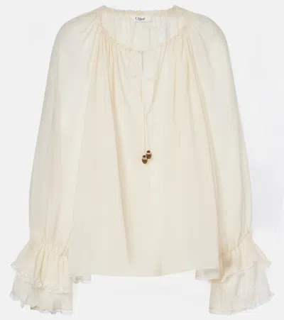 CHLOÉ CHLOÉ GATHERED SILK GEORGETTE BLOUSE