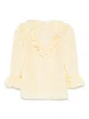 Chloé V-neck Ruffle Top In Silk Habotai In Yellow