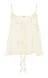 Chloé Ruffled Tie-front Silk-chiffon Top In White