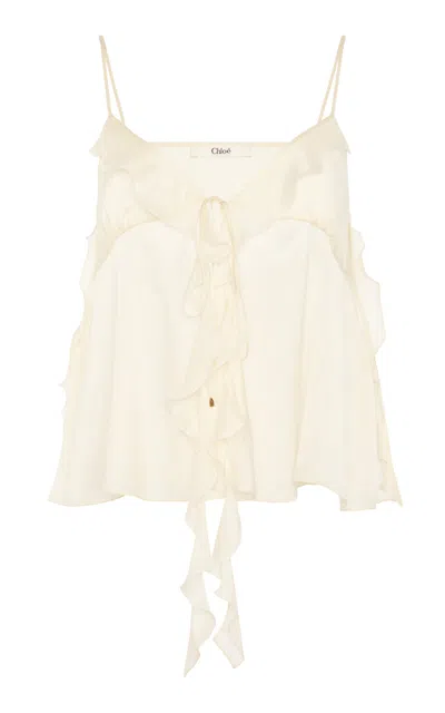 Chloé Women Silk Crop Top In White