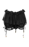 Chloé Ruffled Silk Charmeuse Shorts In Black