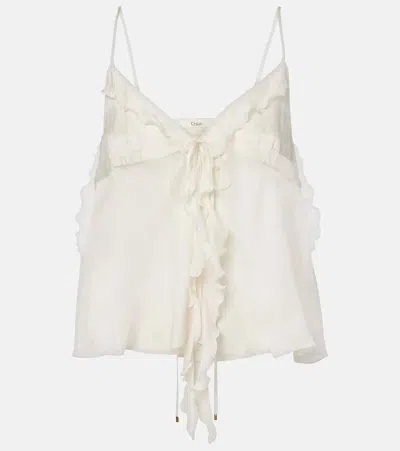 CHLOÉ CHLOÉ RUFFLED SILK CHARMEUSE TOP