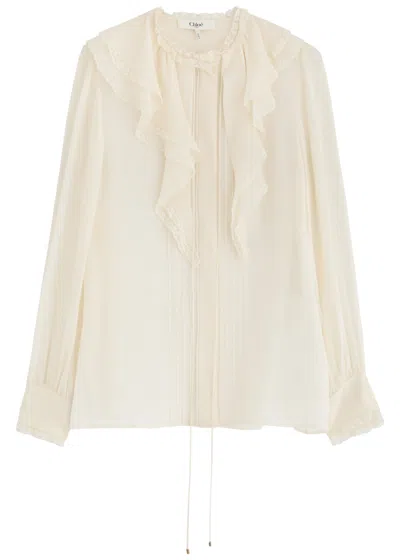 CHLOÉ CHLOE RUFFLED SILK-CHIFFON BLOUSE
