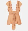 Chloé Beige Top With Gatherings And V Neck In Silk Georgette Woman In Orange