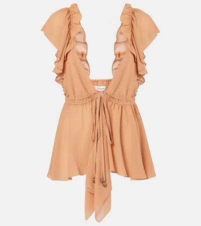 CHLOÉ CHLOÉ RUFFLED SILK CHIFFON TOP