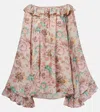 Chloé Bouquet-printed Organic Silk Crepe De Chine Mini Cape Dress