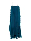 Chloé Ruffled Silk Dress In Blue